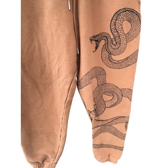 I Am Gia Astrea Womens Sweatpants Snake Size Large  Tan/ Black 100% Cotton - Picture 4 of 9